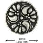 Bezelry 12 Pieces Flower Swirl Antique Silver Metal Shank Buttons 18mm (11/16 inch)