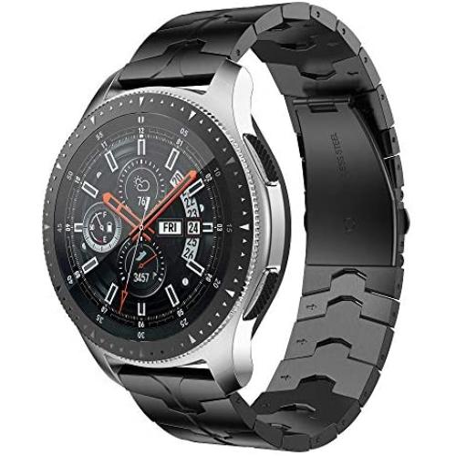 RABUZI Compatible for Samsung Galaxy Watch 45mm/46mm bands,22mm Enamel Process Stainless Steel Metal Watch Strap Compatible Samsung Watch 3 45mm,Gear S3 Frontier/Classic Smartwatch,Black