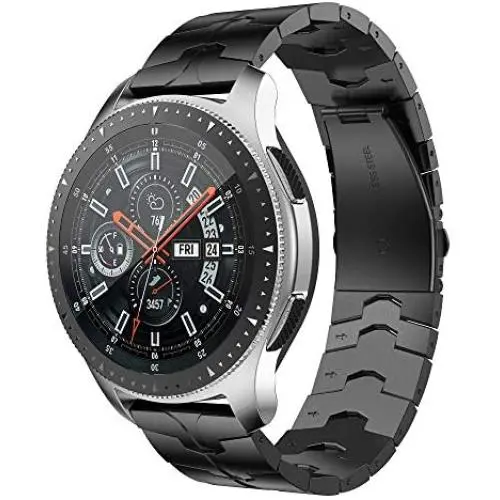 RABUZI Compatible for Samsung Galaxy Watch 45mm/46mm bands,22mm Enamel Process Stainless Steel Metal Watch Strap Compatible Samsung Watch 3 45mm,Gear S3 Frontier/Classic Smartwatch,Black