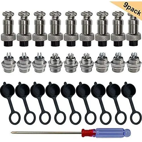 FULARR 9Pcs Premium GX12 Aviation Connector Plug Set, 5A 12MM Thread Male Female Metal Panel Aviation Wire Connector Kit, with Rubber Protector Cap and Phillips Screwdriver (4 Pin, 5 Pin, 6 Pin) FULARR 9Pcs Premium GX12 Aviation Connector Plug Set, 5A 12MM Thread Male Female Metal Panel Aviation Wire Connector Kit, with Rubber Protector Cap and Phillips Screwdriver (4 Pin, 5 Pin, 6 Pin)