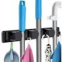 SYOSIN Broom Holder Wall Mounted, Heavy Duty Mop and Broom Hanger Metal Tools Hanger, with 3 Adjustable Sliding Racks and 4 Hooks for Kitchen Bathroom Closet Office Garden SYOSIN Broom Holder Wall Mounted, Heavy Duty Mop and Broom Hanger Metal Tools Hanger, with 3 Adjustable Sliding Racks and 4 Hooks for Kitchen Bathroom Closet Office Garden