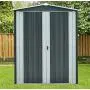 Hanover HANAPEXSHD-GW Twist Lock and 2 Tool Hooks, Dark Gray/White 3 5 x 6-Ft. Galvanized Steel Apex Patio Storage Shed