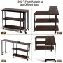 Tangkula 360° Free Rotating Sofa Side Table, Mobile End Table with 2-Tier Storage Shelves, Movable Laptop Table with Sturdy Metal Frame, Couch Side Table Snack Table for Home Office (Walnut)