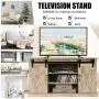 Tangkula Farmhouse Sliding Barn Door TV Stand, Vintage Rustic TV Cabinet Stand Fit Up to 60-inch TVs, Storage Cabinets with 2 Gliding Doors & Adjustable Shelves, Home Living Room Furniture (Natural)