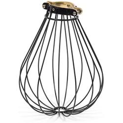 Rustic State Balloon Design Metal Light Cage Guard – Decorative Lamp Shade Black