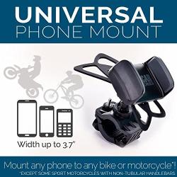 Metal Bike & Motorcycle Phone Mount - for Any Smartphone (iPhone 12 Pro, Xr, SE, Max, S20). Unbreakable Handlebar Cell Phone Holder for Bike & Bicycle