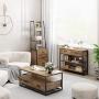 HOMECHO Console Table with Drawers, Tall Entryway Table with Storage, Narrow Sofa Hallway Table for Bedroom Living Room, Metal Frame, Rustic Brown