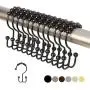 2lbDepot Double Shower Curtain Hooks Rings (Matte Black Decorative Finish) Premium Rust Resistant Stainless Steel Metal Hook, Roller Balls Glide on Shower Rods, Set of 12 2lbDepot Double Shower Curtain Hooks Rings (Matte Black Decorative Finish) Premium Rust Resistant Stainless Steel Metal Hook, Roller Balls Glide on Shower Rods, Set of 12