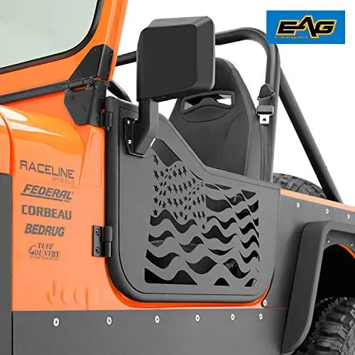 EAG US Flag Tubular 2 Door with Reflection Mirror Fit for 76-95 CJ7 / YJ Wrangler EAG US Flag Tubular 2 Door with Reflection Mirror Fit for 76-95 CJ7 / YJ Wrangler