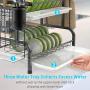 Dish Drying Rack, iSPECLE 304 Stainless Steel 2-Tier Dish Rack with Utensil Holder, Cutting Board Holder and Dish Drainer for Kitchen Counter