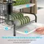 Dish Drying Rack, iSPECLE 304 Stainless Steel 2-Tier Dish Rack with Utensil Holder, Cutting Board Holder and Dish Drainer for Kitchen Counter Dish Drying Rack, iSPECLE 304 Stainless Steel 2-Tier Dish Rack with Utensil Holder, Cutting Board Holder and Dish Drainer for Kitchen Counter