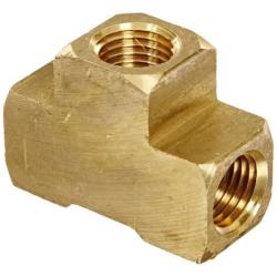 Anderson Metals 56101-04 Brass Pipe Fitting, Barstock Tee, 1/4'' x 1/4'' x 1/4'' NPT Female Pipe