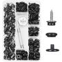 Kelife 150PCS Stainless Steel Marine Grade 3/8'' Socket Canvas Snaps Kit and Upholstery Boat Cover Snap Button Fastener Tool with 2Pcs Setting Tool for Boat Cover Furniture(Black)