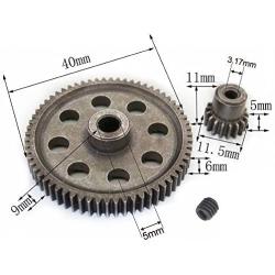 Hobbypark 11184 Steel Diff Differential Main Metal Spur Gear 64T &11119 Motor Gear 17T RC Replacement Parts for Redcat HSP 1/10 Monster Truck