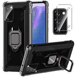 PULEN for Samsung Galaxy Note 20 Case with Camera Lens Screen Protector [1 Pack],Hybrid Armor Metal Ring Holder Magnetic Car Mount,Full Encirclement Shockproof Sturdy Bumper Protective Cover (Black)