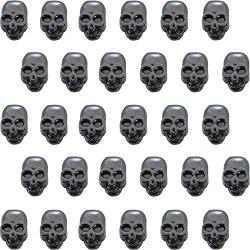 Punk Skull Ghost Rapid Rivets Studs, Metal Double Cap Compression Rivet, Speedy Rivet for Bag Hat Shoe Jacket Belt Motorcycle Furs Jeans Choker DIY Punk Leather Craft (30Pack, 0.2×0.3 in) (Gun Black)