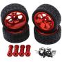 F Fityle 4Pieces RC Car Tires Accessory Spare Parts Wheels for Wltoys 1/14 Scale 144001 A959 A949 A969 RC Car - Red