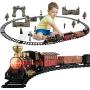 Baby Home Children Metal Alloy Train Set, with Steam Locomotive Engine,Freight Car,Track,&Smoke, Lights & Sounds,Suitable for Children Aged 3 Above
