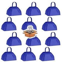 Metal Cowbells with Handles 3 inch Novelty Noise Maker - 12 Pack (Blue)