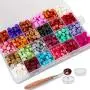624PCS Sealing Wax Beads Packed in Plastic Box, with 2PCS Tea Candles and 1 PC Wax Melting Spoon for Wax Sealing Stamp (24 Colors)