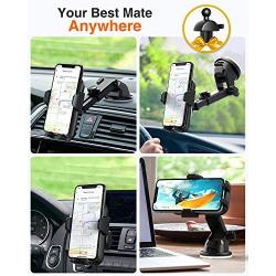 VANMASS Universal Car Phone Mount,【Patent & Safety Certs】Upgraded Handsfree Stand, Dash Windshield Air Vent Phone Holder for Car, Compatible iPhone 11 Pro Xs Max XR X 8 7 6, Galaxy s20 Note 10 9 Plus