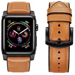 OWNACE [Upgraded] Compatible with Apple Watch Band Oil wax leather 44mm 42mm Series 6 5 4 3 Rugged Hybrid Sports Genuine Leather Vintage Dressy Bands Replacement Sweatproof iwatch Men (brown)