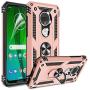 Moto G7 Case, Moto G7 Plus Case with HD Screen Protector, Gritup 360 Degree Rotating Metal Ring Holder Kickstand Armor Anti-Scratch Bracket Cover Phone Case for Motorola Moto G7 Rose Gold