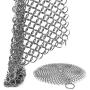 Stainless Steel Cast Iron Skillet Cleaner Chainmail Cleaning Scrubber With Hanging Ring for Cast Iron Pan, Pre-Seasoned Pan, Griddle Pans, BBQ Grills, and More Pot Cookware-Round 7 Inch Diameter