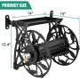 G GOOD GAIN Decorative Wall Mount Metal Garden Hose Reel, Holds 130-Feet of 5/8-Inch Hose Cast Iron Steel Garden Hose Reel - Black