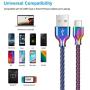 USB Type C Cable,Fantany 6.6 Feet Metal USB A to C Charging Cable&Sync Compatible with Galaxy S10,S9,S9+,S8,S8+,Note 8,9,LG V40,50 G7,8, Pixel 2,3,HTC 10,Nexus 5X/6P (Colourful, 6.6ft)