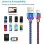 USB Type C Cable,Fantany 6.6 Feet Metal USB A to C Charging Cable&Sync Compatible with Galaxy S10,S9,S9+,S8,S8+,Note 8,9,LG V40,50 G7,8, Pixel 2,3,HTC 10,Nexus 5X/6P (Colourful, 6.6ft)