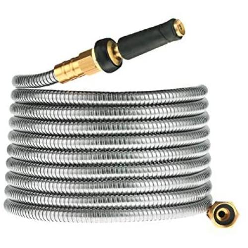 Cromtac Stainless steel 304 garden hose, no kink explosion, no bite (100ft)