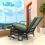 PHI VILLA Adjustable Patio Recliner Chair Metal Outdoor Lounge Chair with Removable Cushions Support 300lbs, Matcha