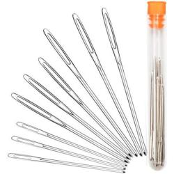 Hekisn Large-Eye Blunt Needles, 9 Piece Stainless Steel Yarn Knitting Needles, Sewing Needles, Crafting Knitting Weaving Stringing Needles,Perfect for Finishing Off Crochet Projects (9 Pieces)