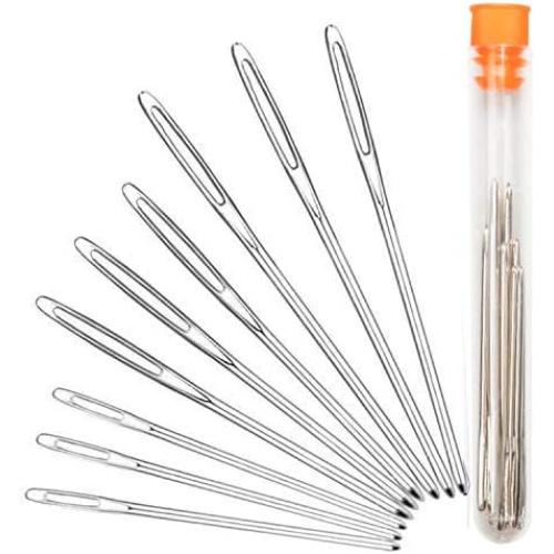 Hekisn Large-Eye Blunt Needles, 9 Piece Stainless Steel Yarn Knitting Needles, Sewing Needles, Crafting Knitting Weaving Stringing Needles,Perfect for Finishing Off Crochet Projects (9 Pieces)