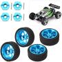 Drfeify RC Car Wheel Hub Kit, 4pcs Rubber Tire Metal Wheel Hub 1/18 RC Car Accessories Compatible for WLtoys A959 A979