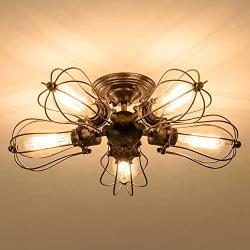 Vintage Ceiling Light Industrial Semi-Flush Mount Ceiling Light Metal Fixtures Painted Finish; Moonkist (with 5 Light) (Bronze)