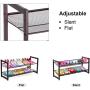 SONGMICS 2-Tier Stackable Metal Shoe Rack Flat & Slant Adjustable Shoe Organizer Shelf for Closet Bedroom & Entryway Bronze ULMR02A