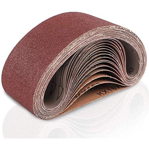 Coceca 3x21 Inches(75x533mm) Aluminum Oxide Sanding Belt, 18 Pack Sanding Belts (3 Each of 60 80 120 180 240 400 Grits) for Belt Sander