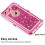 Anuck Case for iPhone 6S Plus Case, for iPhone 6 Plus Case (5.5 inch), 3 in 1 Hybrid Heavy Duty Defender Case Sparkly Floating Liquid Glitter Protective Hard Shell Shockproof TPU Cover - Rose Red