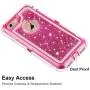 Anuck Case for iPhone 6S Plus Case, for iPhone 6 Plus Case (5.5 inch), 3 in 1 Hybrid Heavy Duty Defender Case Sparkly Floating Liquid Glitter Protective Hard Shell Shockproof TPU Cover - Rose Red