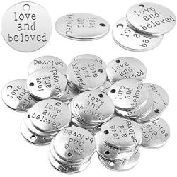 30 Pieces Inspirational Words Charms Round Message Pendants Alloy Beads for Jewelry Making,20mm