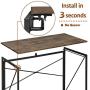 Writing Computer Desk 39'' Modern Simple Study Desk Industrial Style Folding Laptop Table for Home Office Notebook Desk Brown Desktop Black Frame