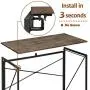 Writing Computer Desk 39'' Modern Simple Study Desk Industrial Style Folding Laptop Table for Home Office Notebook Desk Brown Desktop Black Frame