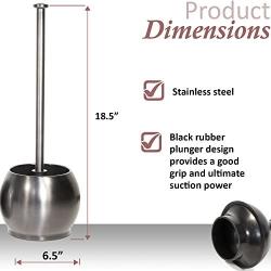 ToiletTree Products Modern Deluxe Freestanding Stainless Steel Toilet Plunger (Gun Metal, Toilet Plunger 6.5” x 6.5” x 18.5”)