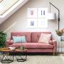VASAGLE Sofa, Couch for Living Room, Velvet Surface, for Apartment, Small Space, Solid Wood Frame, Metal Legs, Easy Assembly, Mid-Century Modern Design, 71.3 x 32.3 x 33.9 Inches, Pink ULCS002P01