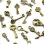 Pack of 50 Pieces Antique Bronze Vintage Petite Size Key Charms DIY Necklace Pendant for Handmade Jewelry Making-Petite Size