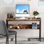 Ruitta 47'' Writing Computer Desk, Home Office Desk with Bookshelf, Writing Desk Study Writing Table, Stable Wood and Metal Frame, PC Notebook Laptop Table Study Desk (47'', Rustic Brown)