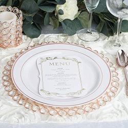 Efavormart 14'' Rose Gold Wired Metal Charger Plate With 118 Acrylic Crystal Beads For Weddings Events