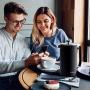 Veken French Press Double-Wall 18/10 Stainless Steel Coffee & Tea Maker, Multi-Screen System, 2 Extra Filters Included, Rust-Free, Dishwasher Safe, (1L), Black
